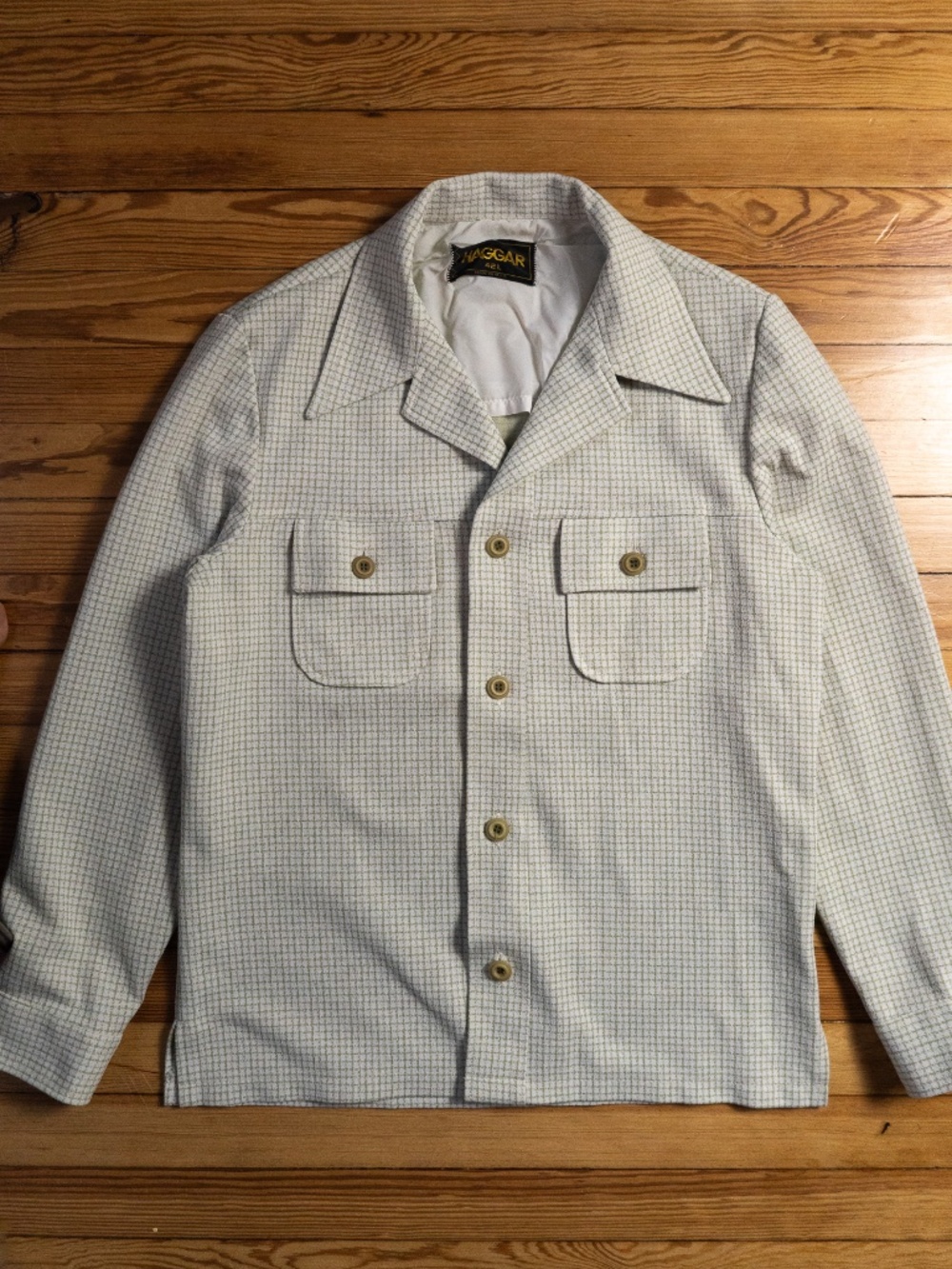 HAGGAR Vintage Plaid Leisure Shirt Jacket